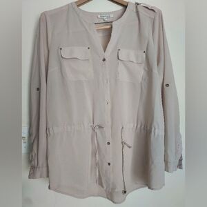 Black Rainn Cream Blouse with Button Details